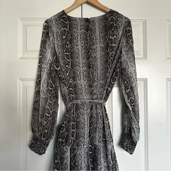 SAM EDELMAN | Snake Reptile Print Layered Dress Gray Black White | Size Large - Picture 11 of 11